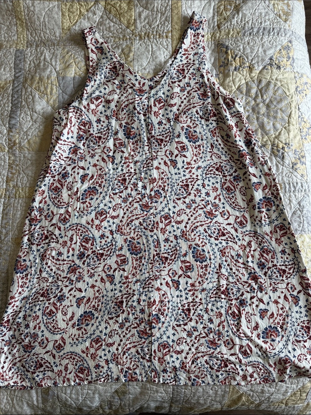 Reitmans White Floral-Paisley Print Swing Dress with Rust and Blue Details - Picture 2 of 8